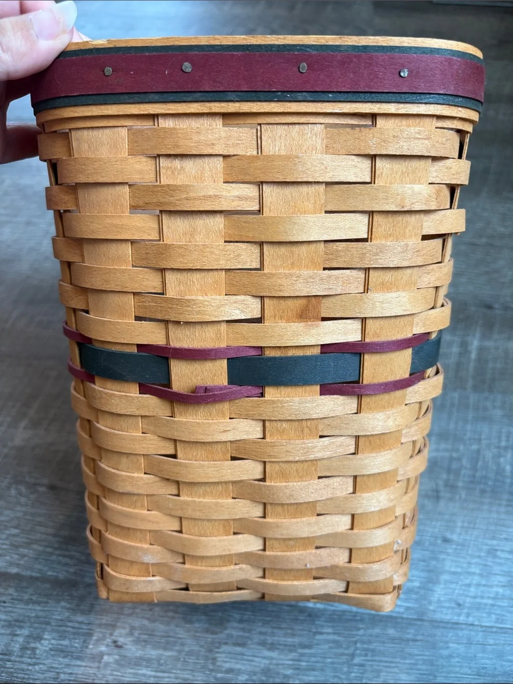 Longaberger Basket 10”H Waste Basket Holiday w/ Protector